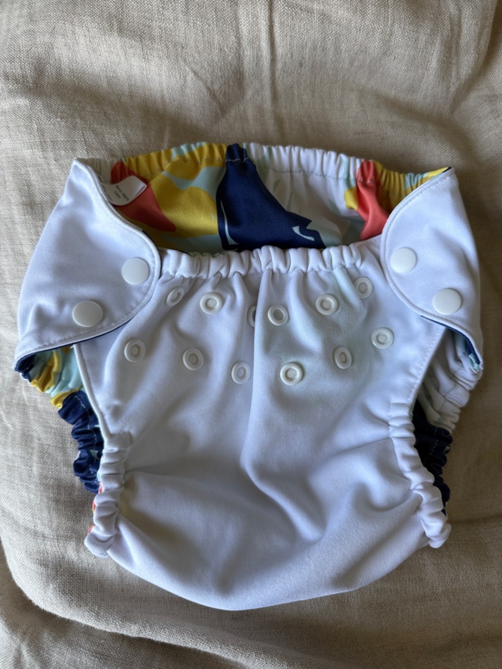 Esembly size 2 Adjustable White Swim Diaper Cover w/ Colorful Inner multi Print